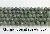 CLJ642 15.5 inches 10mm faceted round sesame jasper beads wholesale