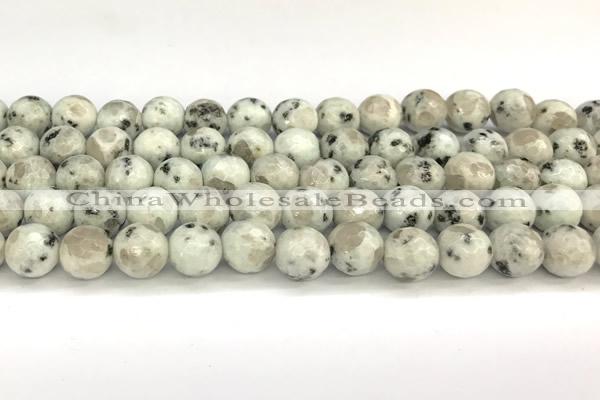 CLJ651 15 inches 8mm faceted round sesame jasper beads