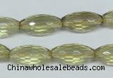 CLQ12 15.5 inches 10*20mm faceted rice natural lemon quartz beads