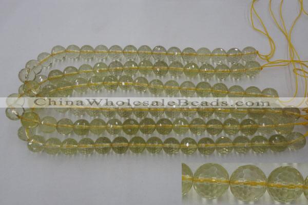 CLQ164 15.5 inches 12mm faceted round natural lemon quartz beads