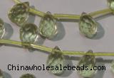 CLQ250 Top-drilled 8*12mm faceted teardrop natural lemon quartz beads