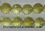 CLQ58 15.5 inches 12mm faceted round natural lemon quartz beads