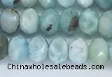CLR102 15.5 inches 4*7mm faceted rondelle larimar gemstone beads