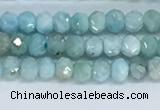 CLR108 15.5 inches 2*3mm faceted rondelle natural larimar beads