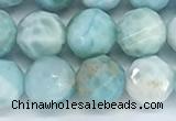 CLR120 15.5 inches 9mm faceted round larimar gemstone beads