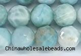 CLR120 15.5 inches 9mm faceted round larimar gemstone beads