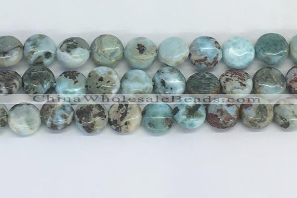 CLR129 15.5 inches 10mm flat round larimar gemstone beads