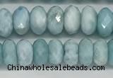 CLR139 15.5 inches 4*6mm faceted rondelle natural larimar beads