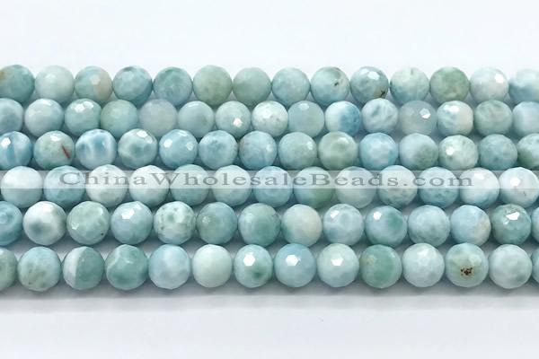 CLR165 15 inches 8mm faceted round larimar gemstone beads