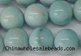 CLR355 15.5 inches 14mm round dyed larimar gemstone beads