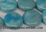 CLR365 15.5 inches 20mm flat round dyed larimar gemstone beads