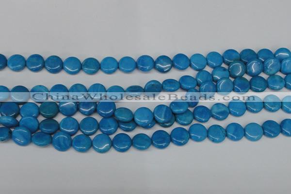 CLR410 15.5 inches 10mm flat round dyed larimar gemstone beads