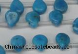 CLR448 Top drilled 8*10mm flat teardrop dyed larimar gemstone beads