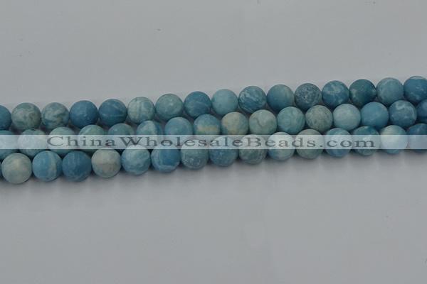 CLR613 15.5 inches 10mm round matte imitation larimar beads