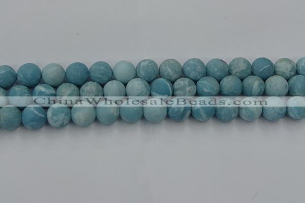 CLR614 15.5 inches 12mm round matte imitation larimar beads