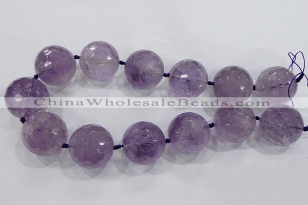 CLS01 15.5 inches 30mm faceted round large amethyst gemstone beads