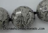 CLS09 15.5 inches 30mm faceted round large grey picture jasper beads