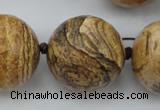 CLS10 15.5 inches 30mm faceted round large picture jasper beads