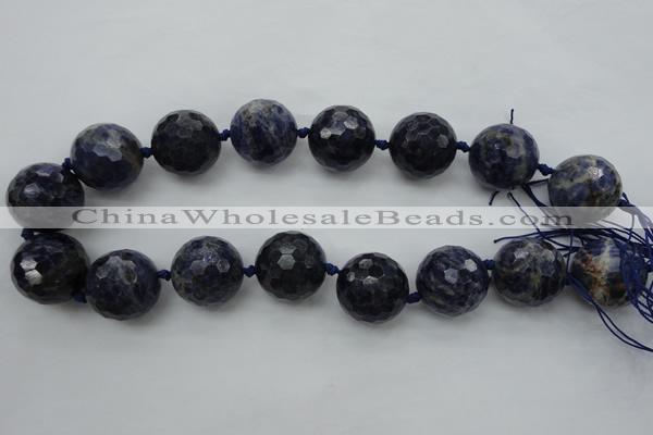 CLS100 15.5 inches 25mm faceted round large sodalite gemstone beads