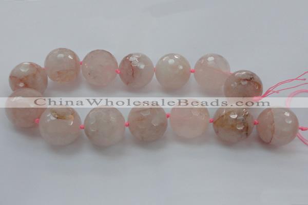 CLS16 15.5 inches 30mm faceted round large pink quartz beads