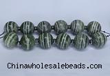 CLS254 7.5 inches 30mm round large green silver line jasper beads