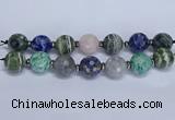 CLS305 7.5 inches 25mm faceted round mixed gemstone beads