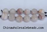 CLS350 7.5 inches 30mm faceted round large pink quartz beads