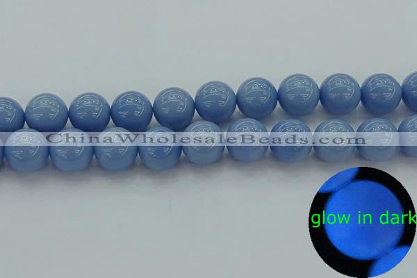 CLU107 15.5 inches 18mm round blue luminous stone beads