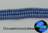 CLU122 15.5 inches 6*10mm rondelle blue luminous stone beads