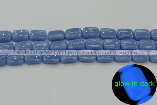 CLU162 15.5 inches 12*16mm rectangle blue luminous stone beads