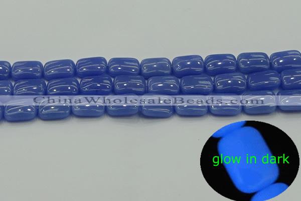 CLU202 15.5 inches 12*16mm rectangle blue luminous stone beads