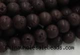 CLV203 15.5 inches 12mm round coffee natural lava beads wholesale