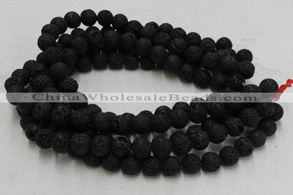 CLV212 15.5 inches 8mm round black natural lava beads wholesale