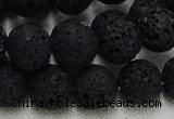 CLV216 15.5 inches 16mm round black natural lava beads wholesale