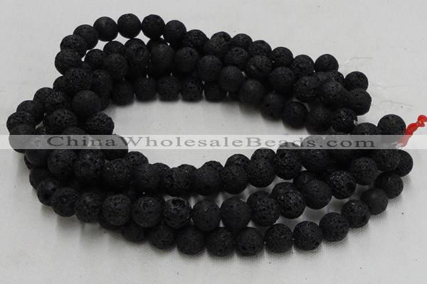 CLV216 15.5 inches 16mm round black natural lava beads wholesale