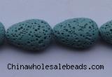 CLV24 15.5 inches 13*19mm teardrop blue natural lava beads wholesale