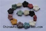 CLV38 15 inches 7*26mm star multicolor natural lava beads wholesale