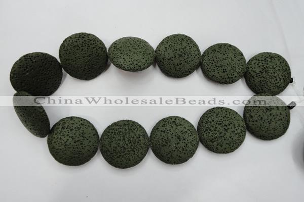 CLV405 15.5 inches 32mm flat round dyed lava beads wholesale