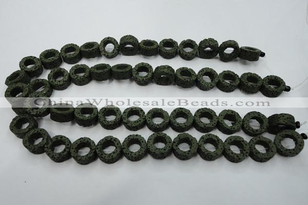 CLV408 15.5 inches 8*15mm donut dyed lava beads wholesale