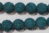 CLV454 15.5 inches 12mm round dyed blue lava beads wholesale