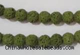 CLV460 15.5 inches 8mm round dyed green lava beads wholesale