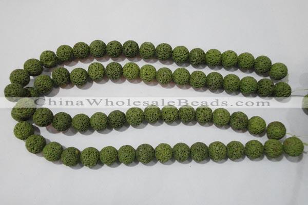 CLV462 15.5 inches 12mm round dyed green lava beads wholesale
