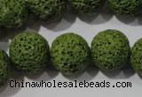 CLV464 15.5 inches 16mm round dyed green lava beads wholesale