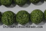 CLV465 15.5 inches 18mm round dyed green lava beads wholesale