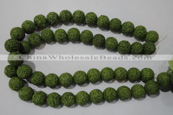 CLV465 15.5 inches 18mm round dyed green lava beads wholesale