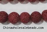 CLV470 15.5 inches 12mm round dyed red lava beads wholesale