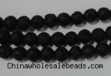 CLV483 15.5 inches 6mm round black lava beads wholesale