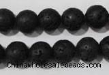 CLV486 15.5 inches 12mm round black lava beads wholesale