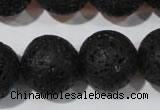 CLV490 15.5 inches 20mm round black lava beads wholesale