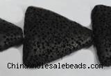 CLV53 15 inches 26*28mm triangle black natural lava beads wholesale